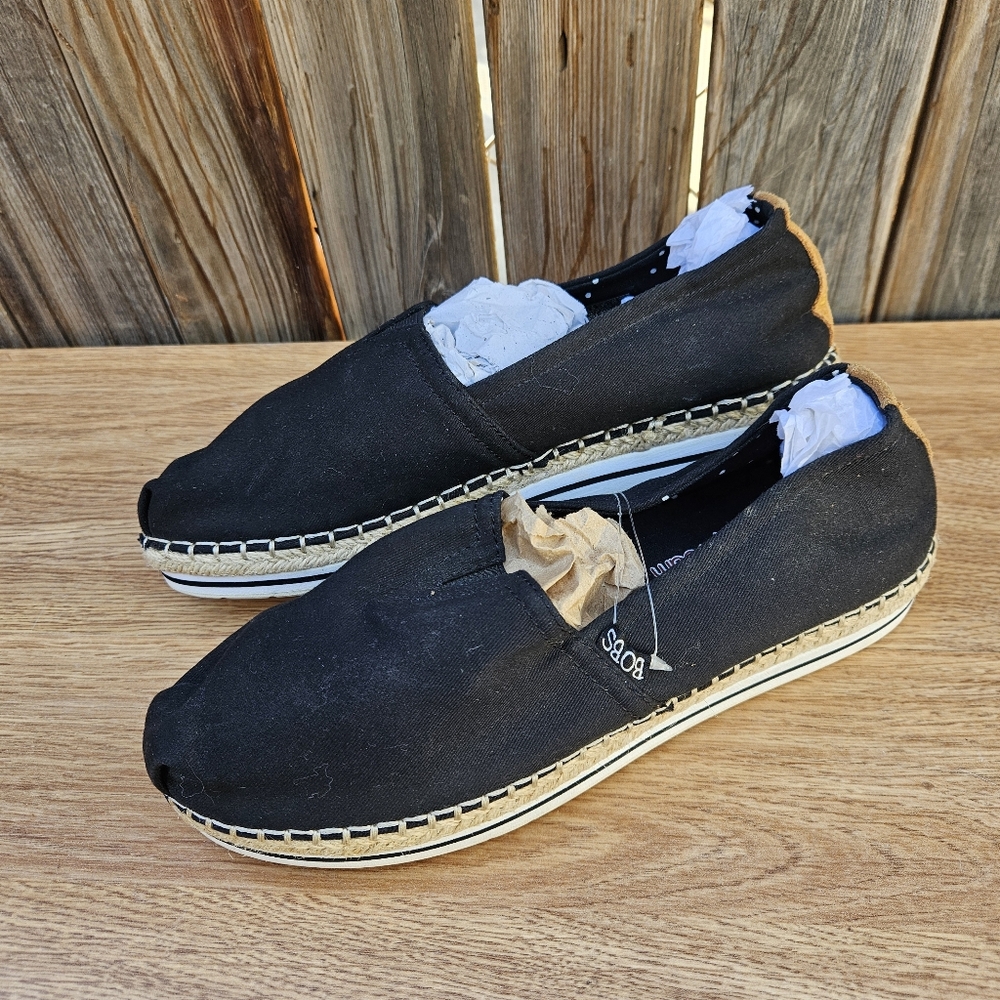 Bobs Fron Skechers Black Espadrille Slip-On Shoes Size 9